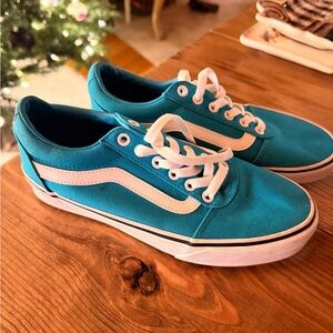 Vans Teal and White Women's Shoes
